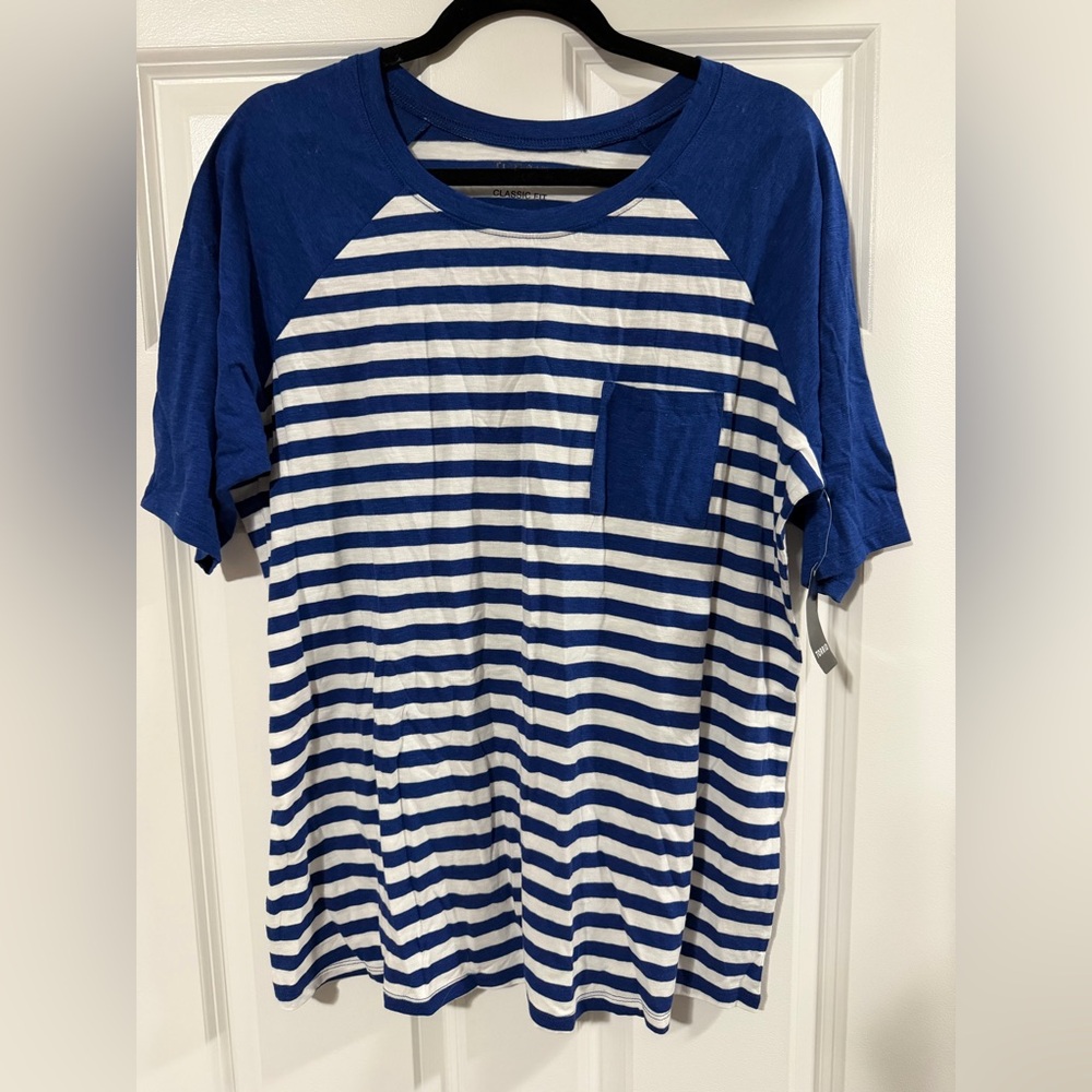 NWT Torrid Classic Fit Soft Short Sleeve TShirt Blue Stripe Nautical Size 1XL